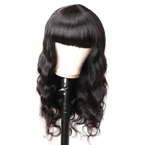 Human Hair Lace Front Wig With Bangs