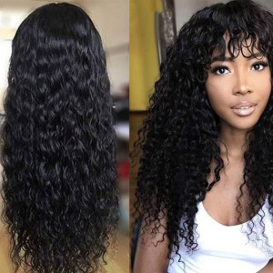 Human Hair Lace Front Wig With Bangs