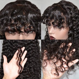 Human Hair Lace Front Wig With Bangs