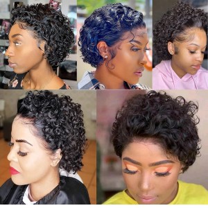 Pixie Cut Hair Lace Frontal Wig Human Hair